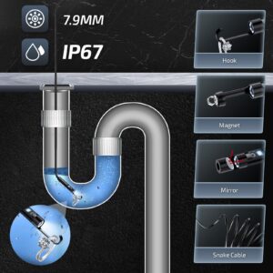 [Dual-Lens] Endoscope Camera with Light, 1920P Borescope Inspection Camera with 8+1 Adjustable LED Lights, Semi-Rigid Snake Cable 16.5FT, IP67 Waterproof for iPhone, iPad, Samsung,Cool Gadgets for Men