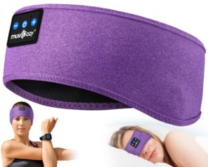 musicozy bluetooth 5.2 headband sleep headphones headband headphones sports wireless music earphones eye mask earbuds for workout running travel yoga mom women cool gadgets unique gifts