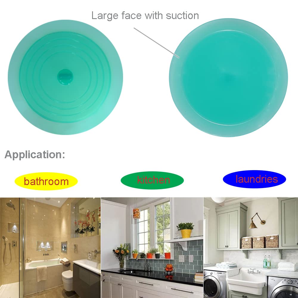 V-TOP Tub Stopper 2 Pack, 6 inches Large Silicone Drain Plug Hair Stopper Flat Suction Cover for Kitchen Bathroom Gadgets and Accessories (Green Transparent)