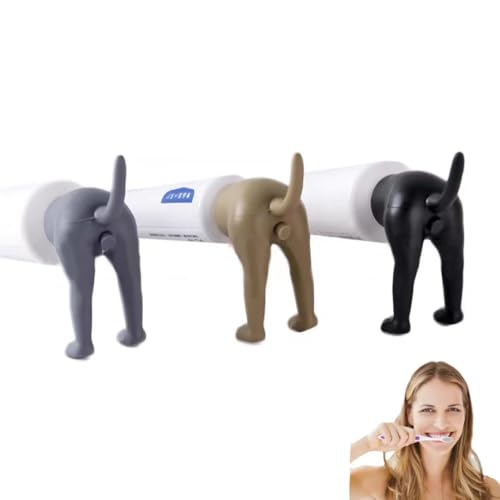 MZLUWM 3Pcs Pooping Dog Butt Toothpaste Topper,Funny Creative Toothpaste Squeezer, Funny Toothpaste Dispenser,Pooping Toothpaste Cap,Toothpaste Dispenser Fun Interesting Gadgets Gift for Friends