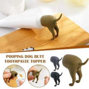 MZLUWM 3Pcs Pooping Dog Butt Toothpaste Topper,Funny Creative Toothpaste Squeezer, Funny Toothpaste Dispenser,Pooping Toothpaste Cap,Toothpaste Dispenser Fun Interesting Gadgets Gift for Friends