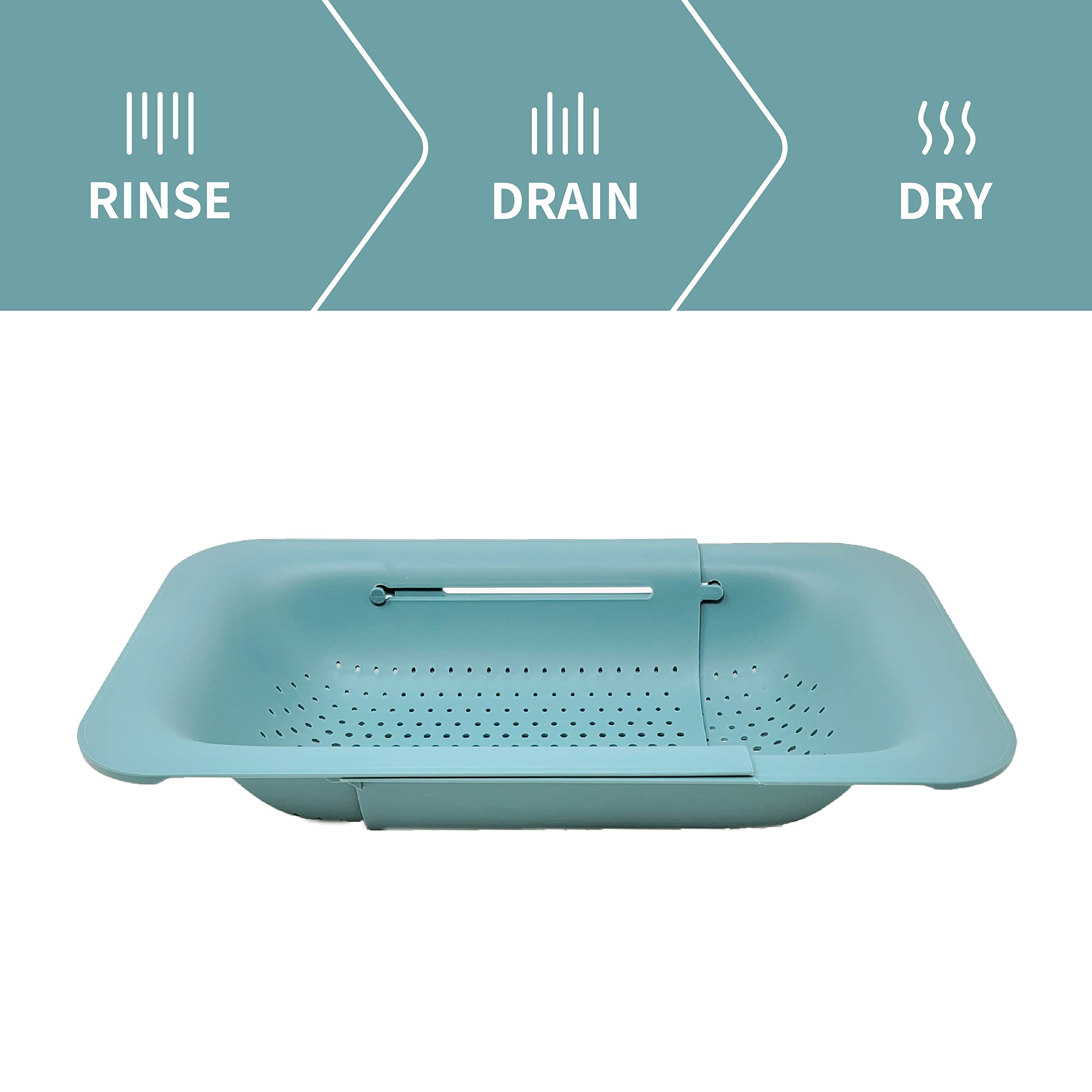 Makerstep Over the Sink Colander Strainer Basket - Expandable, Wash, Drain, and Dry. - New Home Kitchen Essentials, Multifunctional Kitchen Gadgets, Green