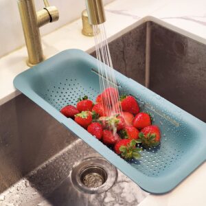 Makerstep Over the Sink Colander Strainer Basket - Expandable, Wash, Drain, and Dry. - New Home Kitchen Essentials, Multifunctional Kitchen Gadgets, Green