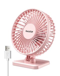 gaiatop usb desk fan, small but powerful, portable quiet 3 speeds wind desktop personal fan, adjustment mini fan table fan for better cooling, home office car indoor outdoor(pink)