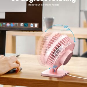 Gaiatop USB Desk Fan, Small But Powerful, Portable Quiet 3 Speeds Wind Desktop Personal Fan, Adjustment Mini Fan Table Fan for Better Cooling, Home Office Car Indoor Outdoor(Pink)