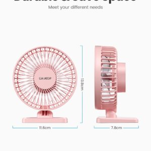 Gaiatop USB Desk Fan, Small But Powerful, Portable Quiet 3 Speeds Wind Desktop Personal Fan, Adjustment Mini Fan Table Fan for Better Cooling, Home Office Car Indoor Outdoor(Pink)