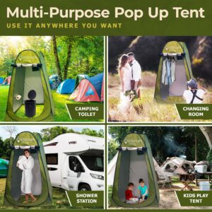 Outsmart Gadgets Portable Toilet Kit For Adults with Camping Night Lantern, Folding XL Toilet Seat, Pop Up Privacy Tent and Carry Bags, Multipurpose Potty, Washable Foldable for RV and Travel