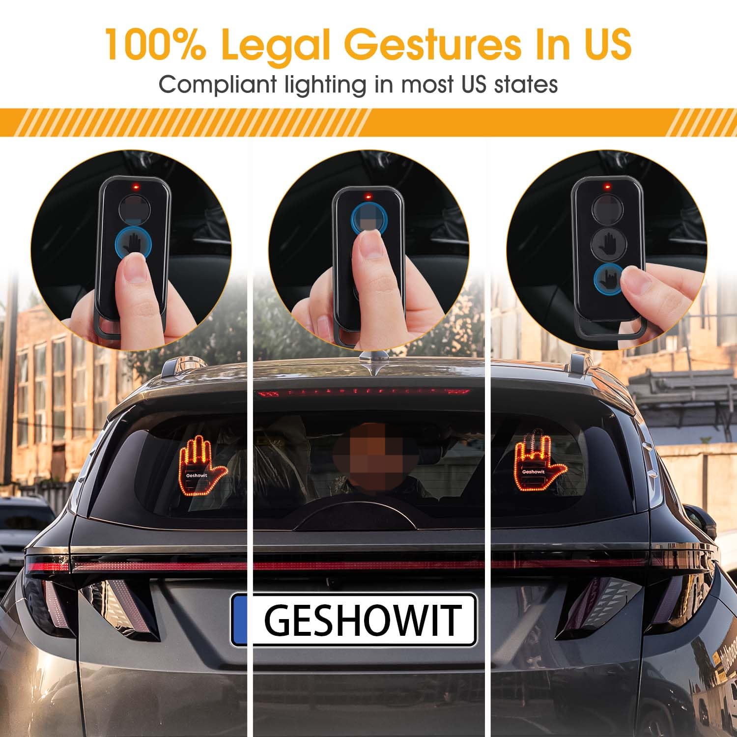 Car Accessories for Men, Car Gadgets with Remote - Give The Bird & Love & Wave to Drivers - Ideal Gifted Car Stuff, Funny Truck Accessories, Car LED Light & Road Rage Signs for Men and Women