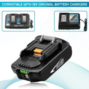 2PACK 3000mAh BL1860B Replacement Battery and Charger for Makita 18V Battery Lithium-ion Compatible with Makita 18 Volt Battery BL1860 BL1850 BL1850B BL1840 BL1840B BL1830 BL1830B BL1815 Dual Charger