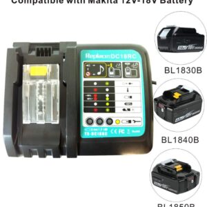 ANOITD DC18RC 14.4V-18VLi-Ion Battery Charger Compatible with Makita DC18RC DC18RD DC18RA DC18SD DC18SF to Work with BL1830 BL1840 BL1850 BL1860 BL1840B BL1820 BL1815 BL1430 BL1450 Makita 18V Battery