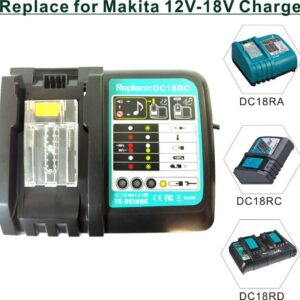 ANOITD DC18RC 14.4V-18VLi-Ion Battery Charger Compatible with Makita DC18RC DC18RD DC18RA DC18SD DC18SF to Work with BL1830 BL1840 BL1850 BL1860 BL1840B BL1820 BL1815 BL1430 BL1450 Makita 18V Battery