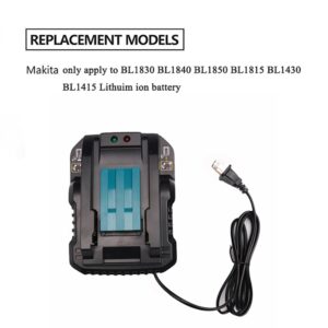 4A DC18RC Li-Ion Battery Charger for Makita 14.4V &18V Lithium-Ion Battery Power Supply for BL1830 BL1840 BL1850 BL1815 BL1430 Power Tools (4A)