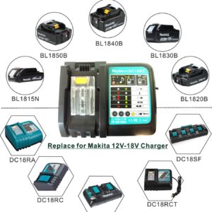 LALAFO Upgraded Replacement for Makita DC18RC 14.4V 18V LXT Lithium-ion Battery Charger, Compatible with BL1820 BL1830 BL1840 1850B BL1860, etc