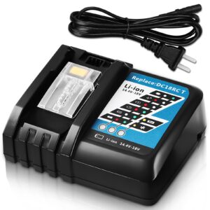 dc18rc 18v battery replacement charger compatible with makita 14.4v-18v lxt battery lithium-ion bl1815 bl1830 bl1840 bl1845 bl1850 bl1430 bl1440 bl1450 bl1860