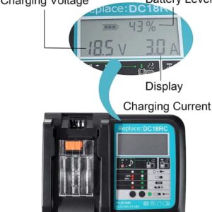 2X BL1850B 18V 5,0Ah Replacement for Makita Battery with DC18RC Charger, Compatible with Makita BL1860B BL1830B, for Makita DLM431Z DUC353Z DUB362Z DHP485 DDF485Z DHP482Z DDF484Z