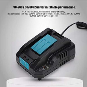 Lithium-Ion Charger for Makita, 14.4v-18v Replacement Tool Battery Charger for Makita DC18RA DC18RC, 100-240V(US)