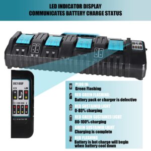 4 Port Battery Charger DC18SF for Makita 14.4V-18V Lithium Batteries BL1850 BL1830 BL1840 BL1860 for Makita 18v Fast Rapid Charger Station with 2 USB Ports(Tool Only)