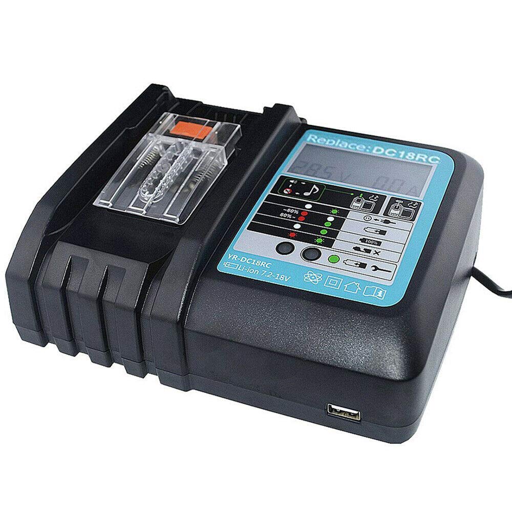 CNBY® 2X BL1850B 18V 5Ah + Charger DC18RC, Replace for Makita 18v Battery BL1850B BL1860B BL1830B, Kompatibel with Makita 18V