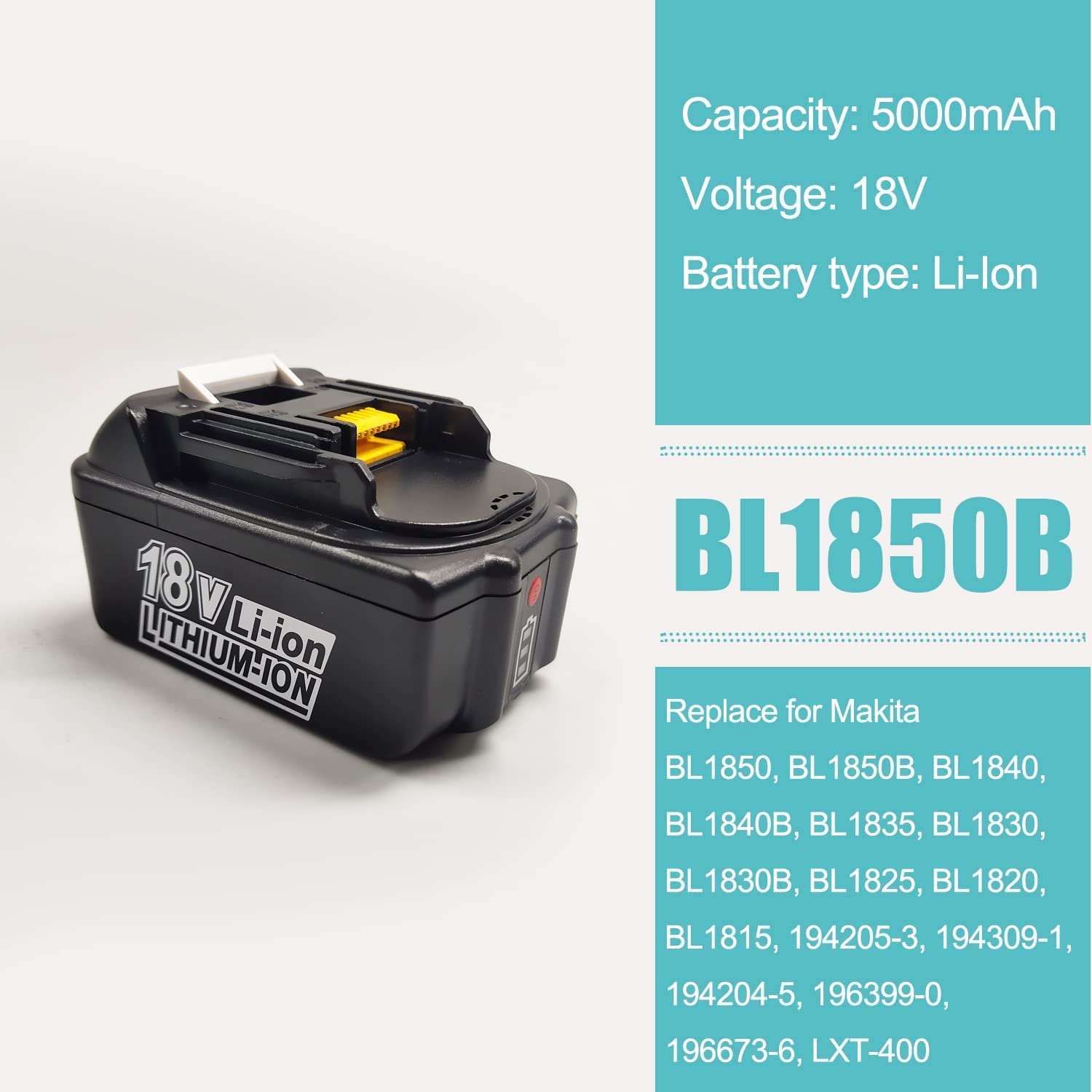 CNBY® 2X BL1850B 18V 5Ah + Charger DC18RC, Replace for Makita 18v Battery BL1850B BL1860B BL1830B, Kompatibel with Makita 18V