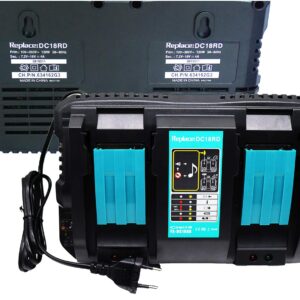 QCZRED 18V DC18RD Dual Charger Compatible with Chargers DC18RC DC18RF DC18SF Suitable for Makita BL1860 BL1850 BL1840 BL1830 BL1815