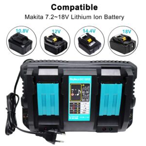 QCZRED 18V DC18RD Dual Charger Compatible with Chargers DC18RC DC18RF DC18SF Suitable for Makita BL1860 BL1850 BL1840 BL1830 BL1815