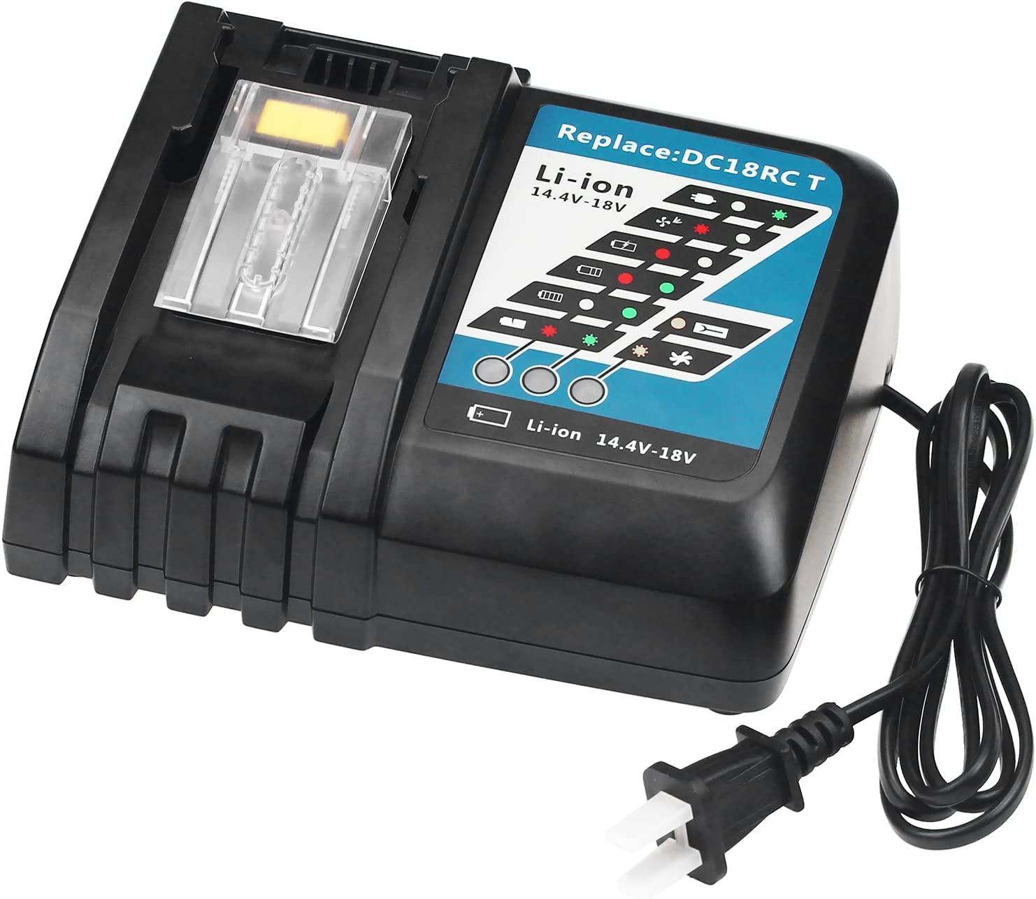 DC18RC 18 Volt 3.0A Rapid Li-ion Charger Replacement for Makita 14.4V and 18V LXT Lithium-Ion Batteries BL1850 BL1840B BL1820 BL1815 BL1860 BL1430 BL1450 BL1830 Drill Tool Battery Charger