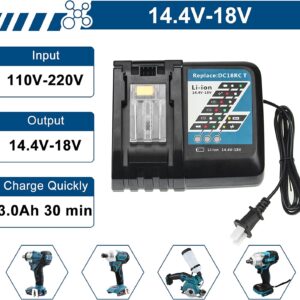 DC18RC 18 Volt 3.0A Rapid Li-ion Charger Replacement for Makita 14.4V and 18V LXT Lithium-Ion Batteries BL1850 BL1840B BL1820 BL1815 BL1860 BL1430 BL1450 BL1830 Drill Tool Battery Charger