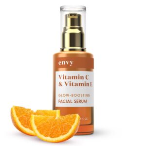 Vitamin C Serum With Vitamin E & Glycerin - Dermatologist Tested Korean Skin Care for Dark Spots & Skin Brightening - Anti Aging & Acne Facial Serum - Cruelty-Free - All Skin Types - 1.69Fl oz by Envy