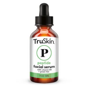 truskin peptide serum for face – with collagen boosting peptides, amino acids, green tea, aloe and vitamins b5 & e, 1 fl oz