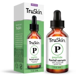 TruSkin Peptide Serum For Face – with Collagen Boosting Peptides, Amino Acids, Green Tea, Aloe and Vitamins B5 & E, 1 fl oz