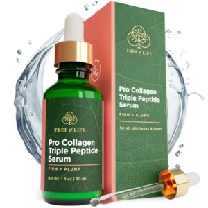 tree of life pro collagen peptides serum for face - 1 fl oz - formulated w/argireline & replexium for anti aging & reducing wrinkles, fine lines - dermatologist-tested peptide for skin care