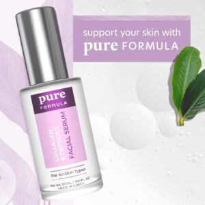 Pure Formula Collagen and Peptides Face Serum - Reduce Wrinkles & Fine Lines, Moisturizing, Skin Firming & Lifting Facial Serum - Cruelty Free Korean Skin Care For All Skin Types - 1.69 Fl. oz/ 50ml