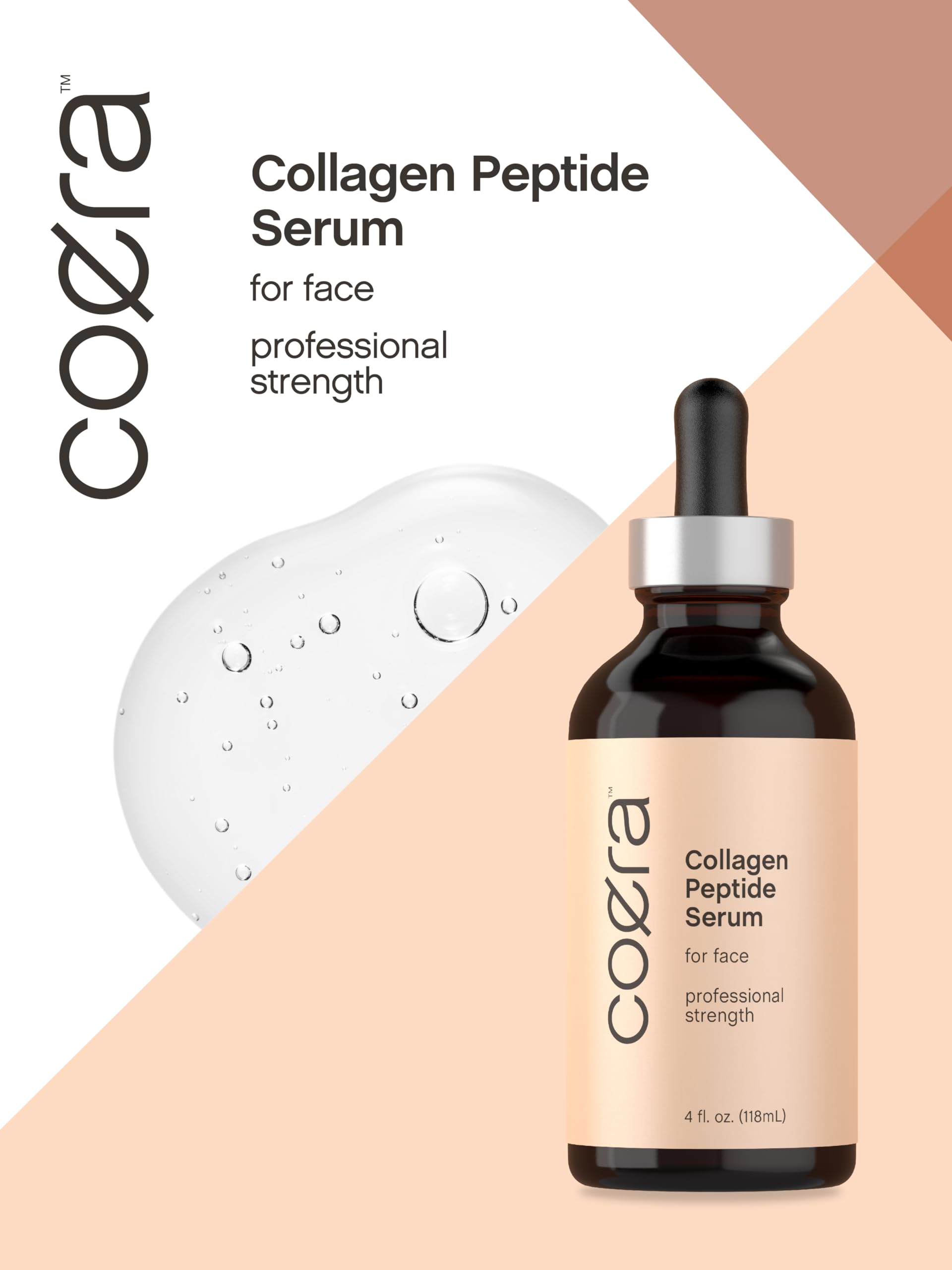 Coera Collagen Serum for Face | 4 fl oz | with Collagen Boosting Peptides | Professional Strength Formula | Free of Parabens, SLS, & Fragrances | Packaging May Vary