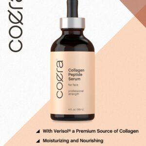 Coera Collagen Serum for Face | 4 fl oz | with Collagen Boosting Peptides | Professional Strength Formula | Free of Parabens, SLS, & Fragrances | Packaging May Vary