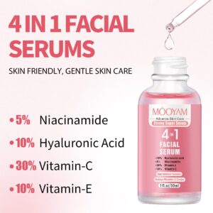 Vitamin C Face Serum, Hydrating Facial Serum with Vitamin C, Hyaluronic Acid, Niacinamide, Vitamin E, Anti Aging, Brightening Serum for Dark Spots, Fine Lines & Wrinkles,Facial Serum for All Skin 30ml