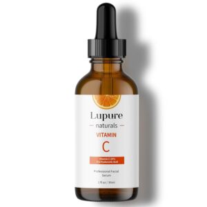 Lupure Professional Vitamin C Face Serum 20%, Anti Aging Facial Super Vit C Serum with Hyaluronic Acid & Vitamin E for Dark Spots, Skin Care, Christmas Gift & Stocking Stuffers | 1 Fl. Oz