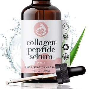 peptide collagen serum for face - anti-aging facial serum, tighten lift hydrate & plump all skin types, reduce fine line & wrinkles, all natural ingredients - foxbrim naturals (1 fl oz)