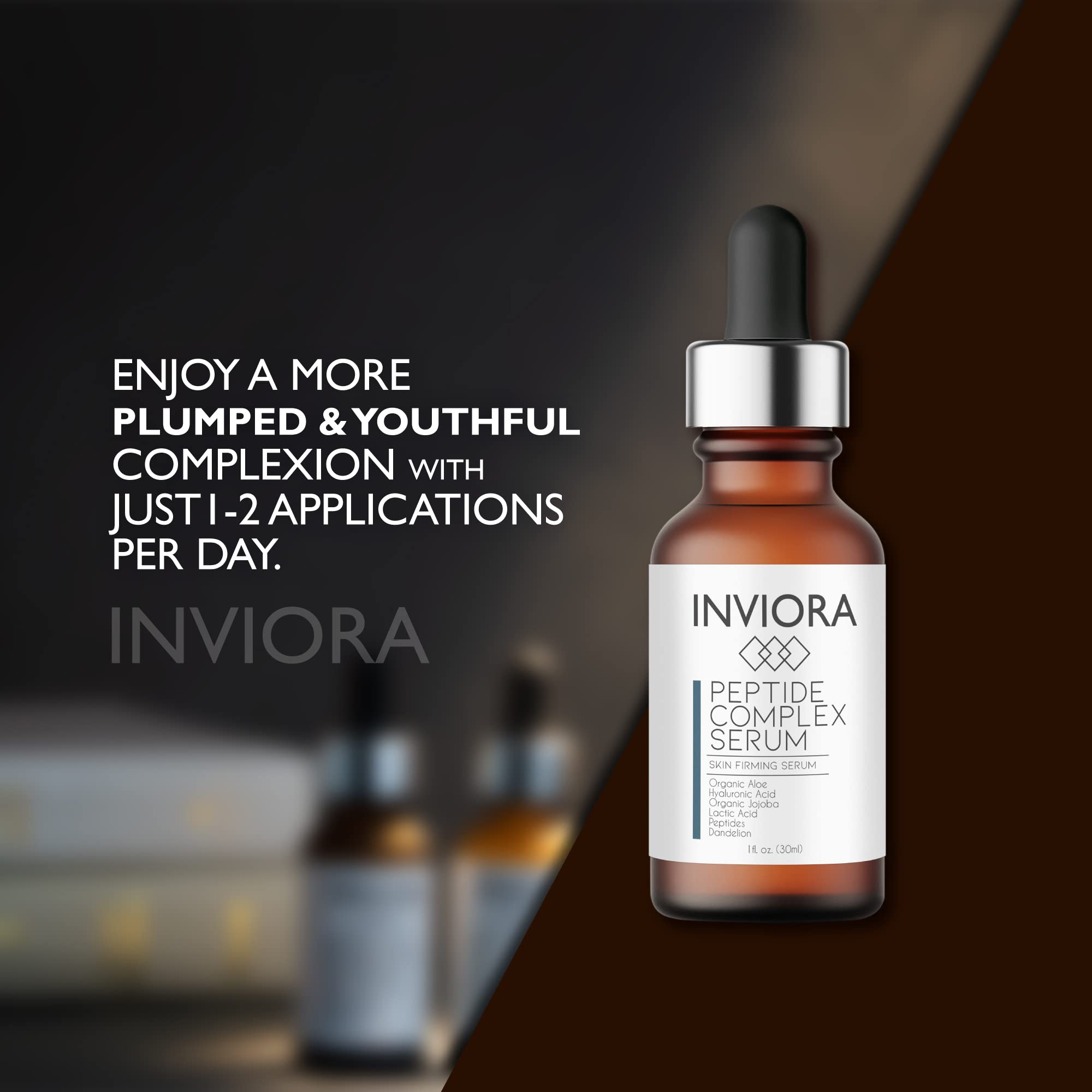 Inviora Advanced Peptide Complex Serum - Skin Firming Collagen Face Serum For Women, Anti-aging The Best One Serum For Face With Lactic Acid, Peptides, Hyaluronic Acid, Witch Hazel, Jojoba - 1 Oz…