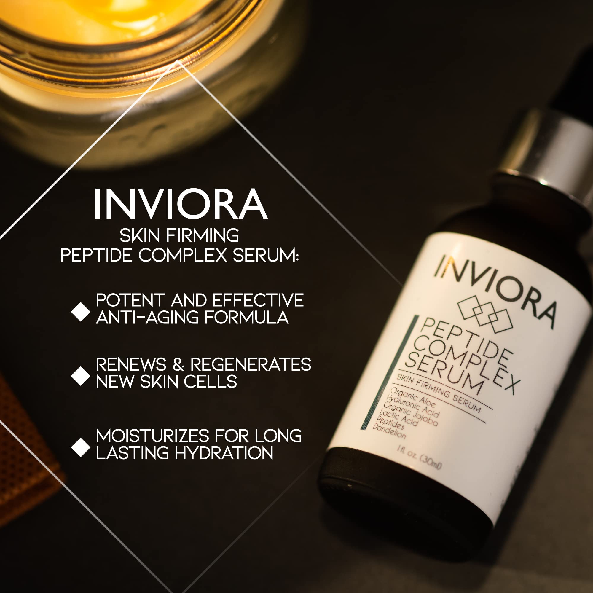 Inviora Advanced Peptide Complex Serum - Skin Firming Collagen Face Serum For Women, Anti-aging The Best One Serum For Face With Lactic Acid, Peptides, Hyaluronic Acid, Witch Hazel, Jojoba - 1 Oz…