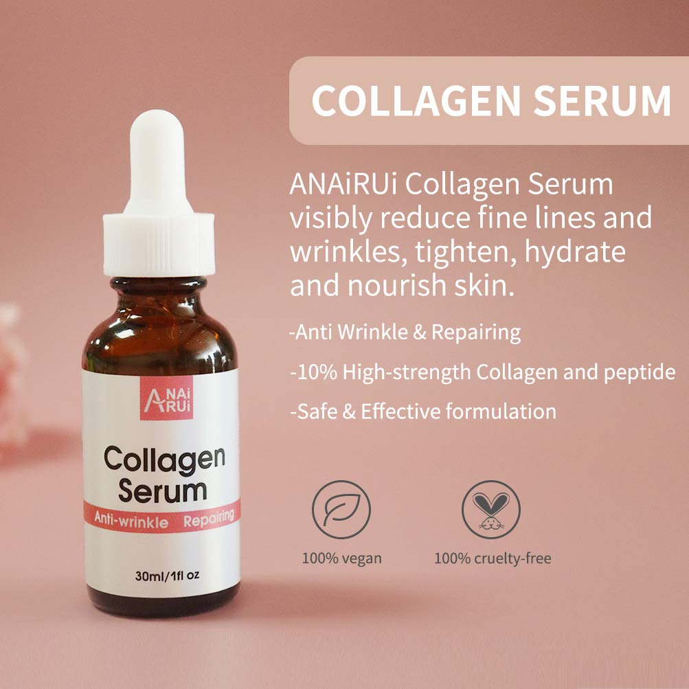 Collagen Serum with Hyaluronic Acid and Acetyl Hexapeptide-8, Face Plumping, Improve Skin Elasticity, Anti-Wrinkle Collagen Serum for Face & Neck 1 fl.oz