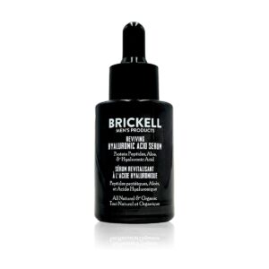 brickell men's anti aging hyaluronic acid serum for face, reviving day serum for men, natural & organic face serum with protein peptides to restore firmness and collagen, 1 ounce, unscented