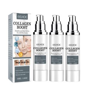 3pcs eelhoe collagen boost anti-aging serum, eelhoe collagen boost serum, eelhoe collagen anti-wrinkle cream, anti aging serum for women, collagen booster for face with hyaluronic acid(90ml)