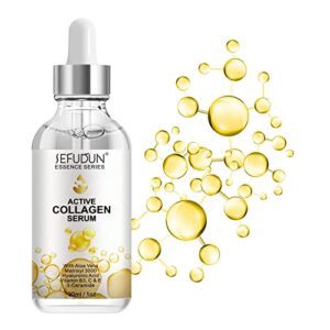 active collagen serum - natural & organic anti-aging collagen serum for face improves elasticity, evens skin tone, lifts, firms & smooths skin - collagen facial serum for all skin - 1 oz