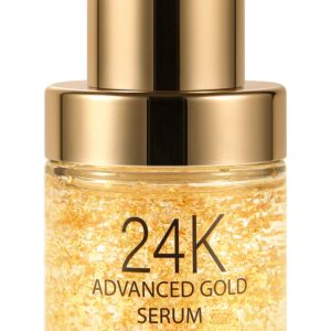 24K Gold Anti Aging Face Serum Moisturizer Enriched with Vitamin C Serum, Hyaluronic Acid, Vitamin E Cream for Day and Night Wrinkle Reduction, Re-Activate Skin Youth (1FL.OZ)