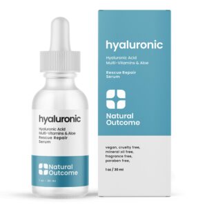 Natural Outcome Hyaluronic Acid Serum for Face | Anti-Aging Facial Serum with Vitamin b5 | Reduces Fine Lines and Wrinkles | Moisturizing and Hydrating Rescue Repair Skin Care Serum | 1 Oz