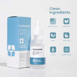 Natural Outcome Hyaluronic Acid Serum for Face | Anti-Aging Facial Serum with Vitamin b5 | Reduces Fine Lines and Wrinkles | Moisturizing and Hydrating Rescue Repair Skin Care Serum | 1 Oz