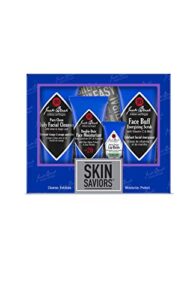 jack black skin saviors set – pure clean daily facial cleanser, double-duty face moisturizer spf 20, intense therapy lip balm spf 25 natural mint & shea butter, & face buff energizing scrub