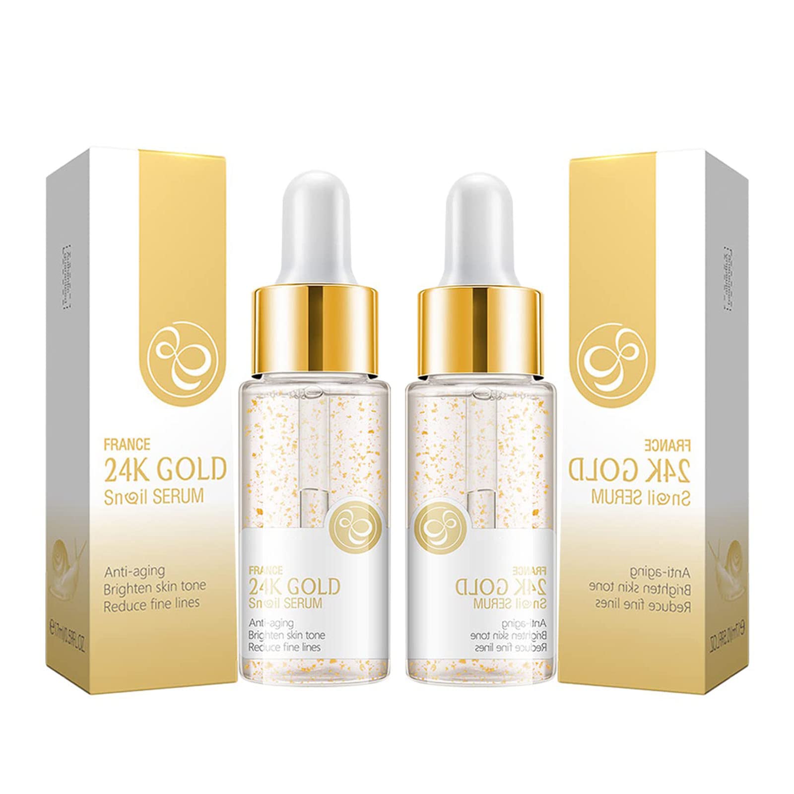 24k Gold Collagen Booster Serum, Snail 24k Gold Face Serum, 24k Gold Snail Serum, Snail Essence Face Cream Moisturizer, Facial Serum Anti Aging with Collagen Booster (2pcs)