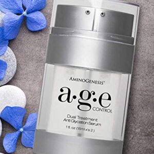 AGE Control Dual Treatment Anti Glycation Serum: Look 8-10 Years Younger In 60 Days. Reduce Discoloration & Dark Spots, Lifting, Firming, Brightening, Hydrating, Anti-Wrinkle, Non Greasy