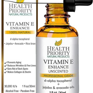 Organic Vitamin E Oil for Skin & Scars |100% Pure Natural Vitamin E Serum Hand Made in South Carolina | 15000 IU Vitamin E for Face & Hair| Non-GMO, Gluten & Cruelty Free, Vegan | Unscented 1 Fl Oz